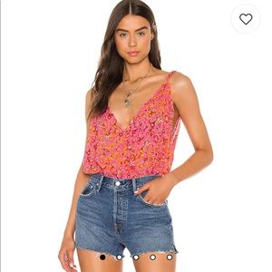 Free People Siren song bodysuit in pop pink combo